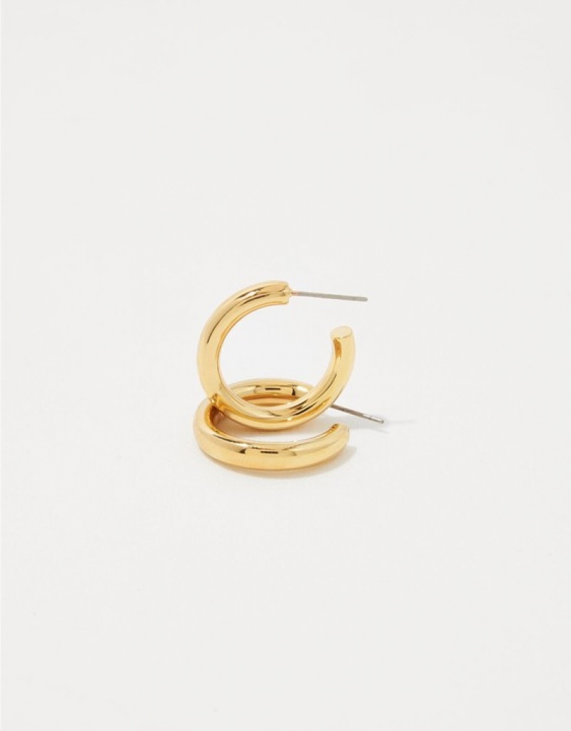 Aerie Demi Fine Chunky Medium Hoop Jewelry Gold | 8910BFOUK