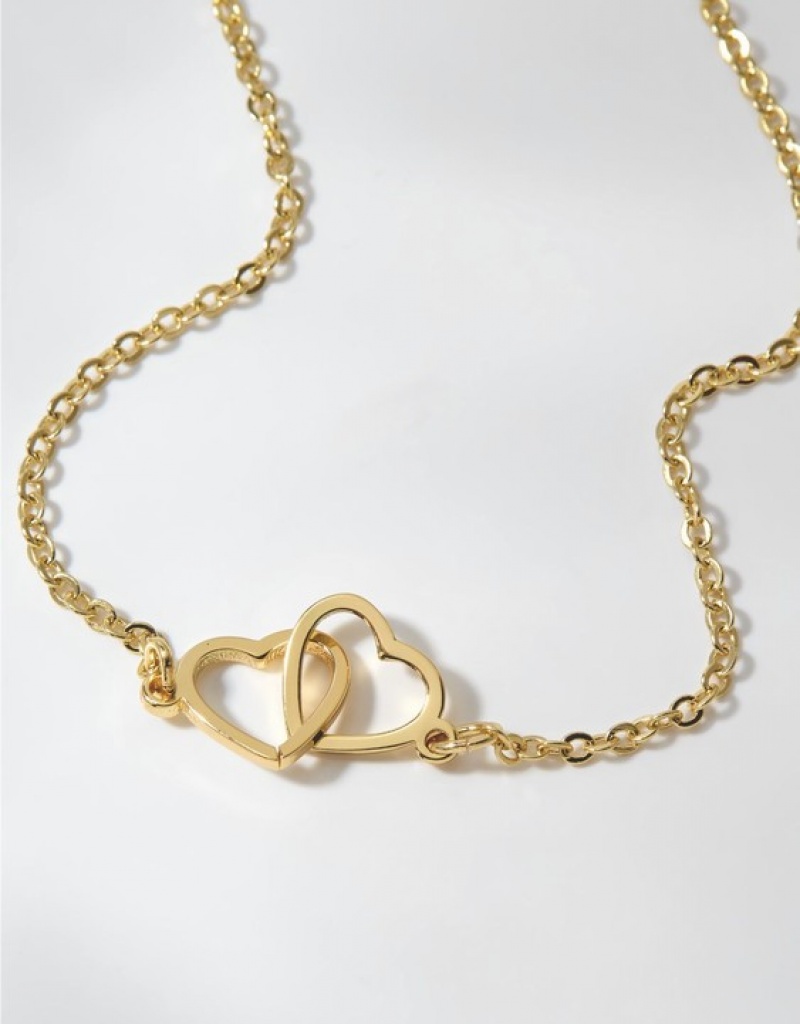 Aerie Double Heart Jewelry Gold | 4069NSWEG