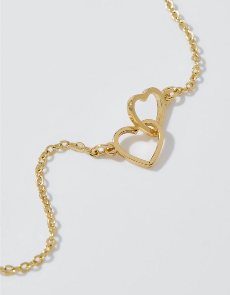 Aerie Double Heartcelet Jewelry Gold | 5687COLWD