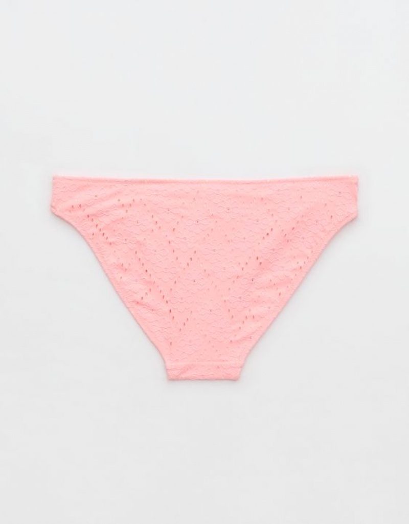 Aerie Eyelet Full Coverage Bikini Bottom Pink | 4078LFPBA