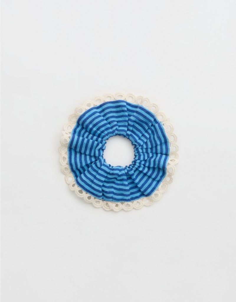 Aerie Eyelet Hair Accessories White / Blue | 6172VGNSF