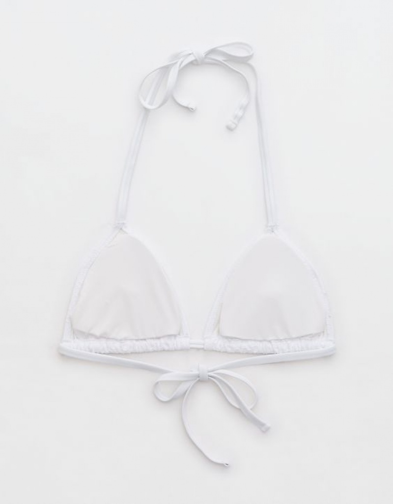 Aerie Eyelet String Triangle Bikini Top White | 2793PNDVI