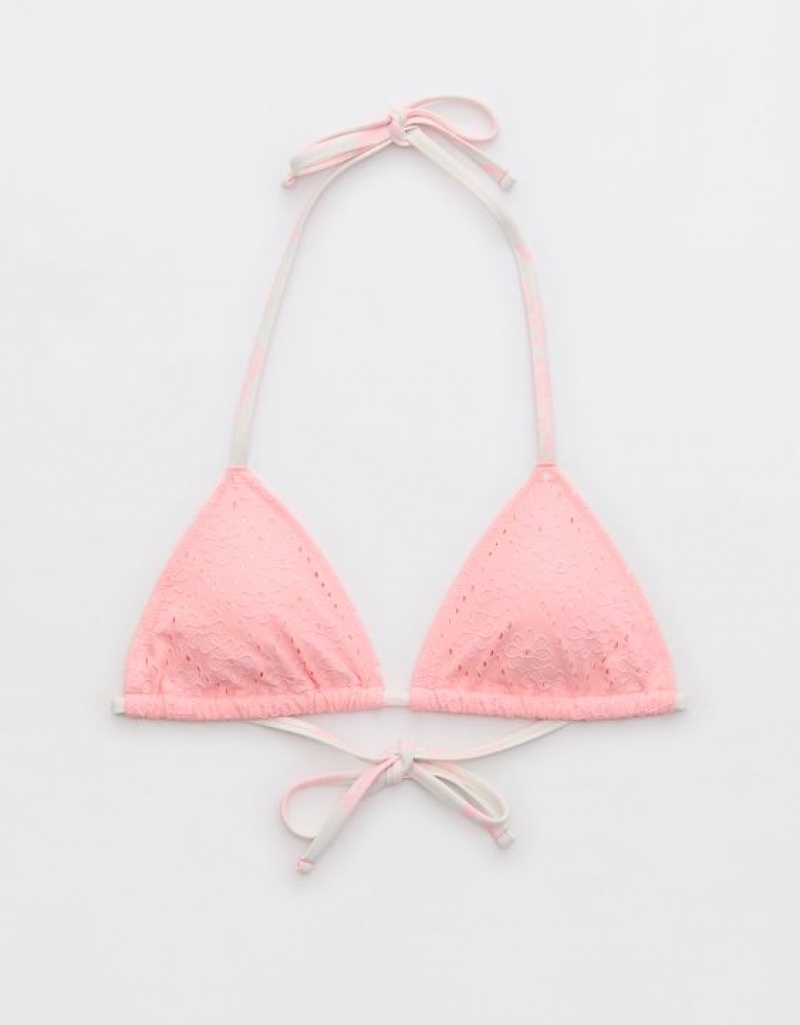 Aerie Eyelet String Triangle Bikini Top Pink | 6834ZCEKW