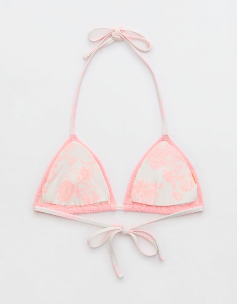 Aerie Eyelet String Triangle Bikini Top Pink | 6834ZCEKW