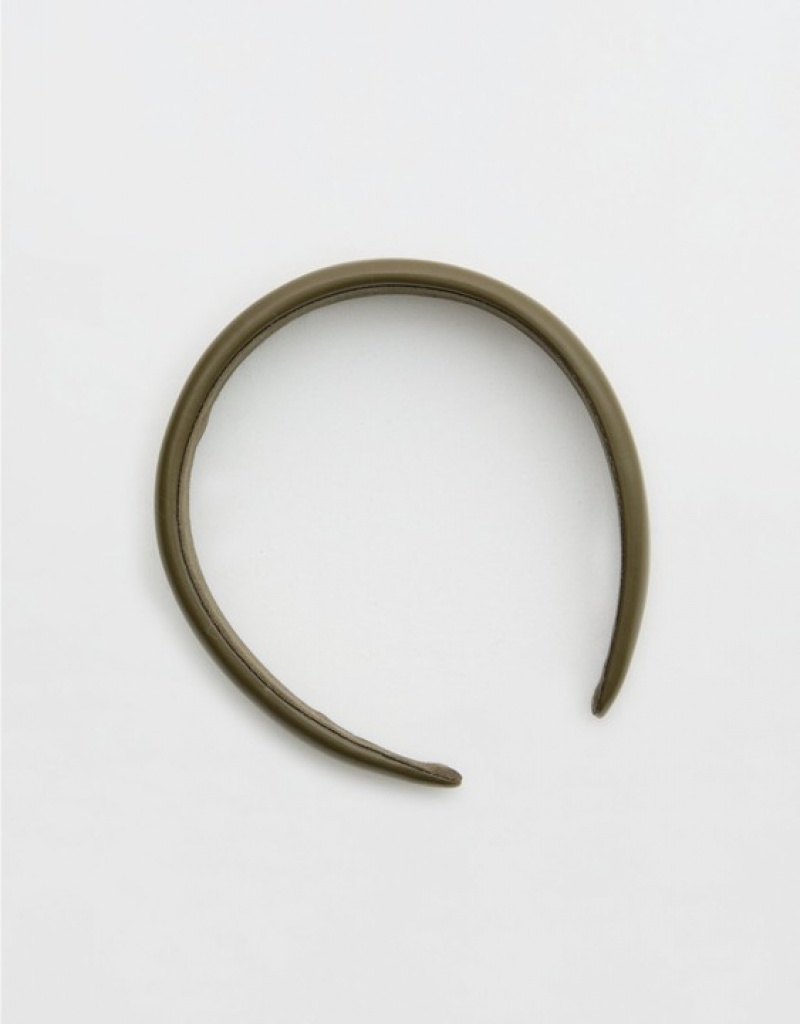 Aerie Faux Leather Hair Accessories Olive | 1327UOXYK