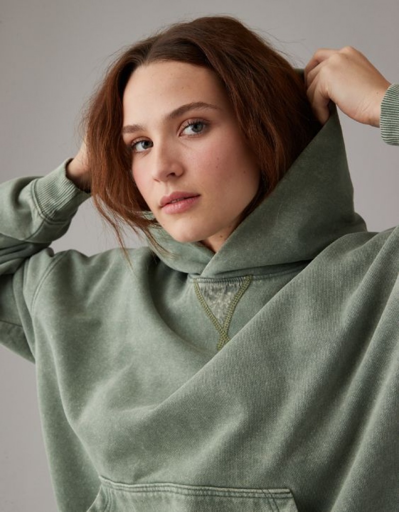 Aerie Fleece Hoodie Olive | 8067IDQPS