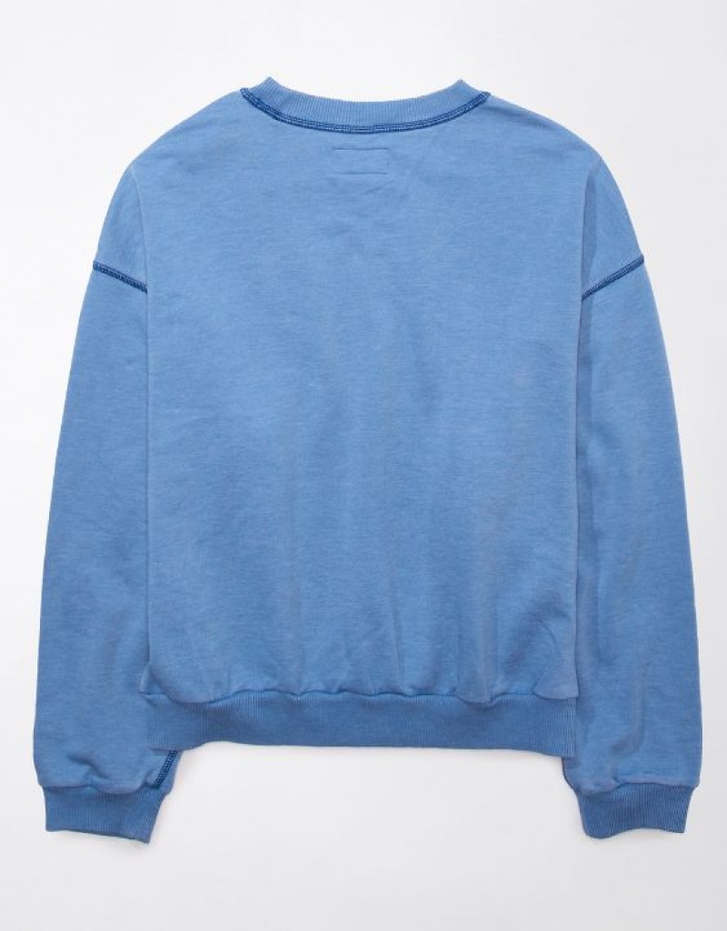 Aerie Funday Graphic Sweatshirts Blue | 3461NRUYF