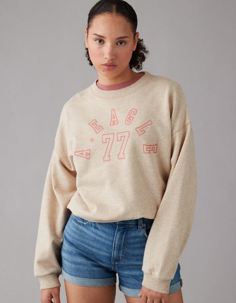 Aerie Funday Graphic Sweatshirts Brown | 9361LHFNB