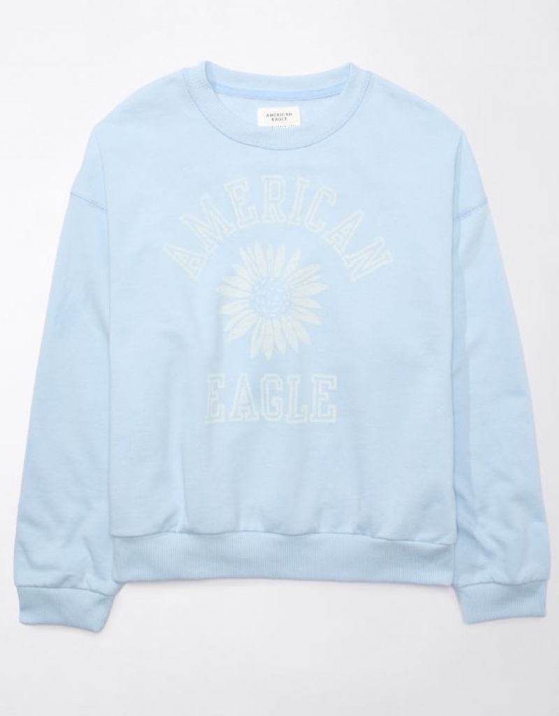 Aerie Funday Graphic Sweatshirts Light Blue | 0941MHSVP