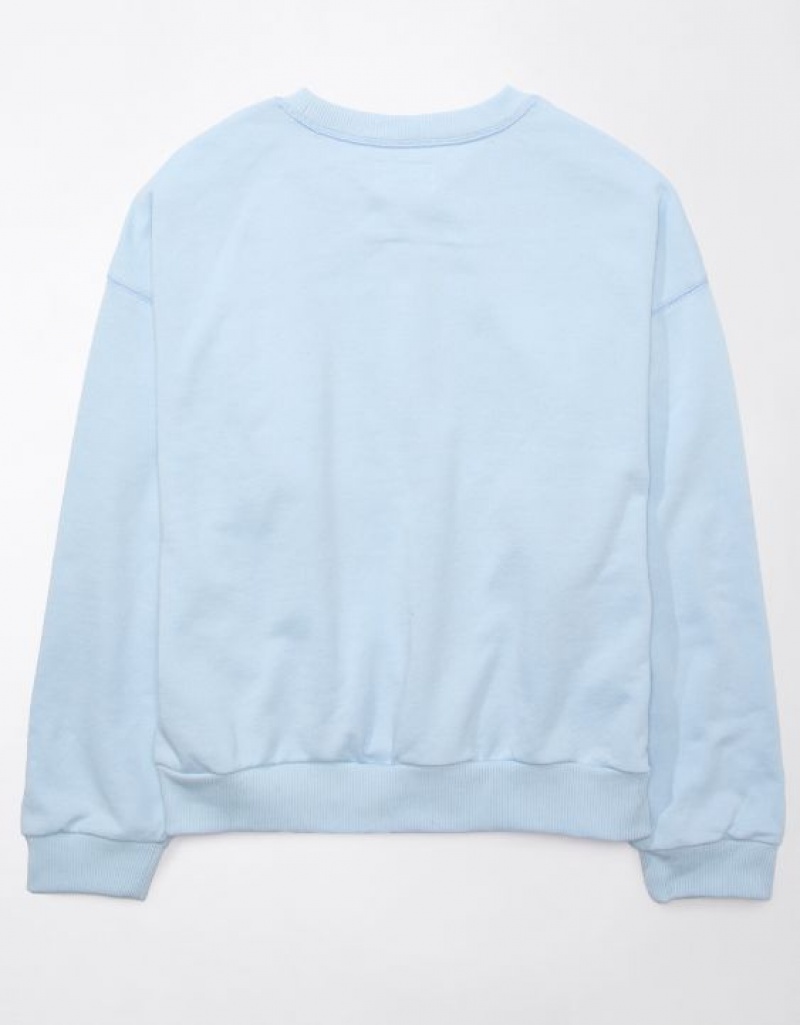 Aerie Funday Graphic Sweatshirts Light Blue | 0941MHSVP