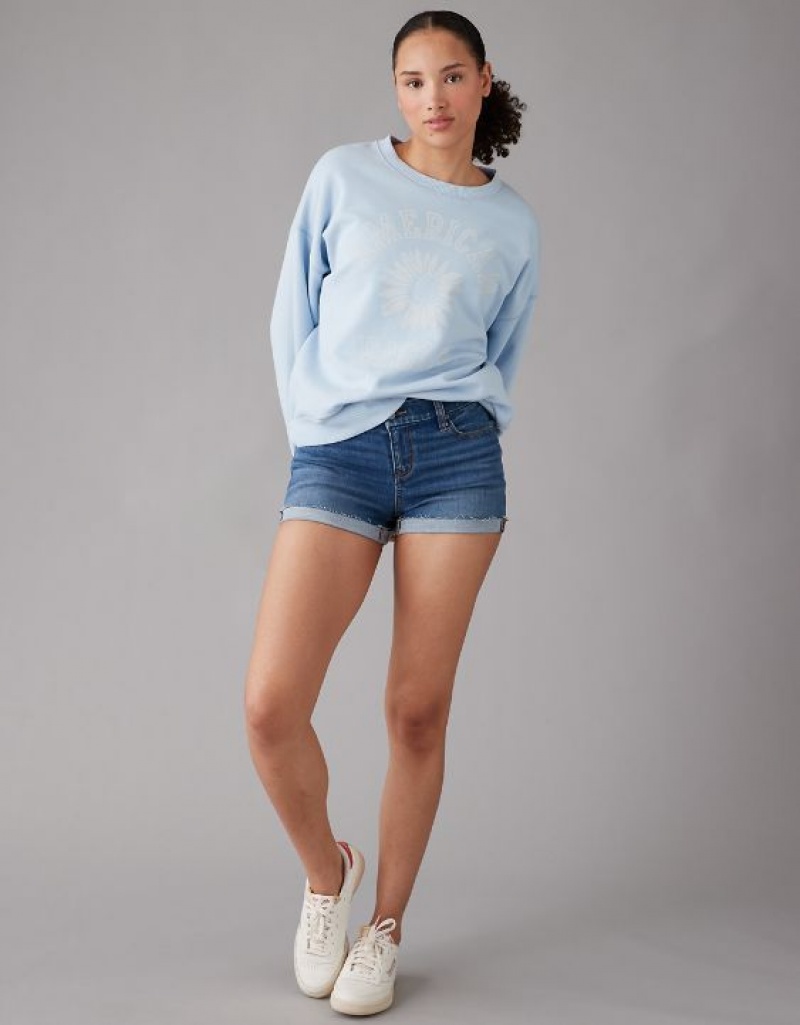 Aerie Funday Graphic Sweatshirts Light Blue | 0941MHSVP