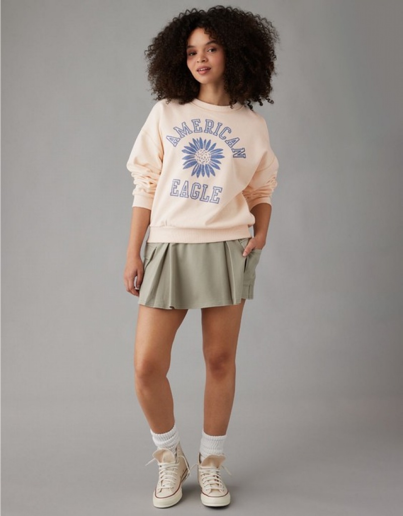 Aerie Funday Graphic Sweatshirts White | 7382YVJPS