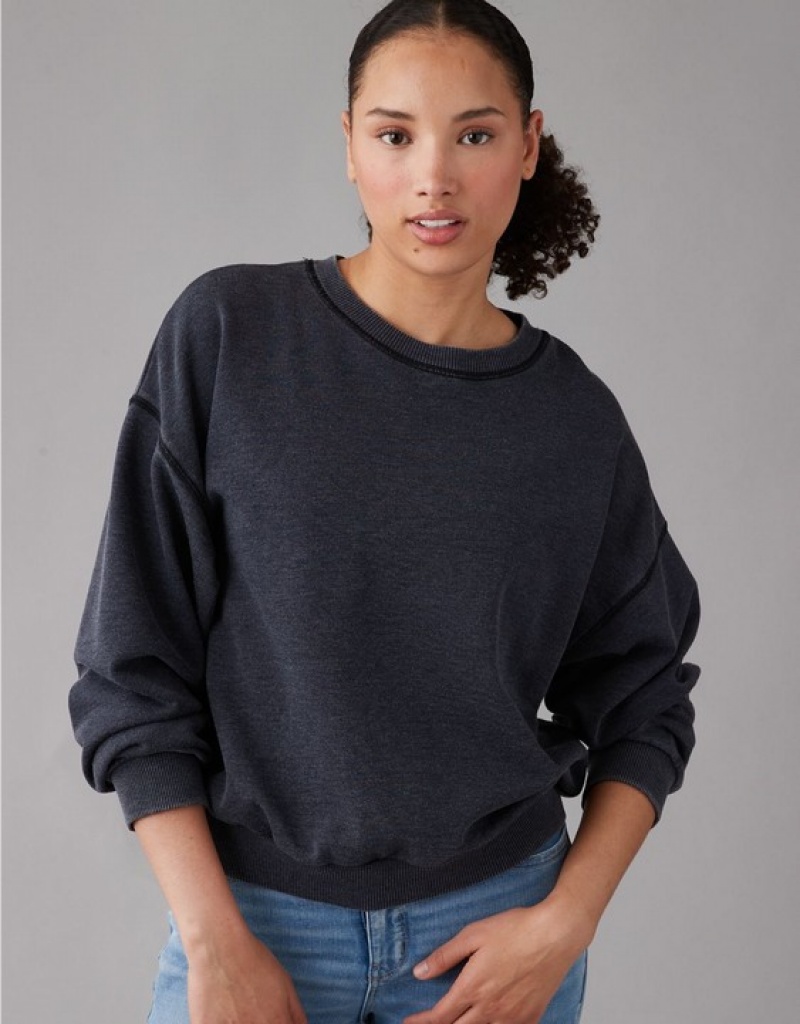 Aerie Funday Sweatshirts Black | 8304XIOKS