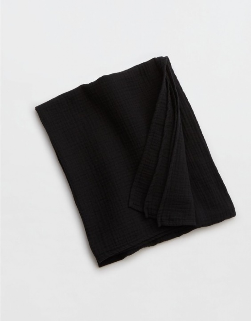 Aerie Gauze Mini Sarong Skirts Black | 6132UKDEL