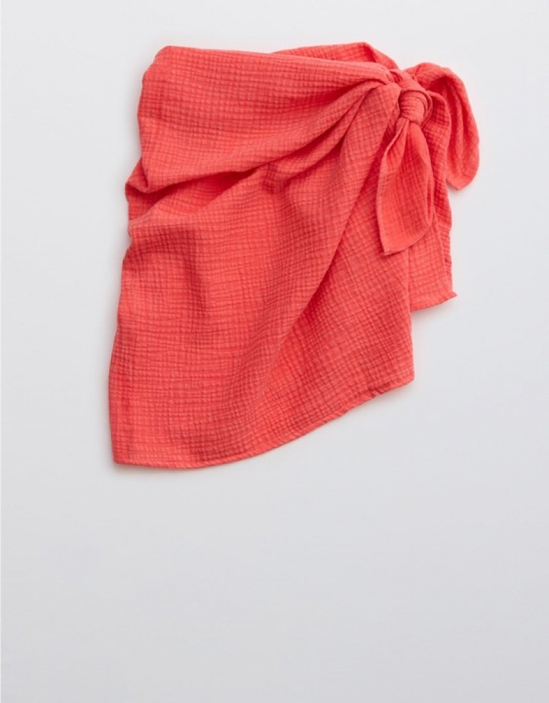 Aerie Gauze Mini Sarong Skirts Red | 5402DUQZG