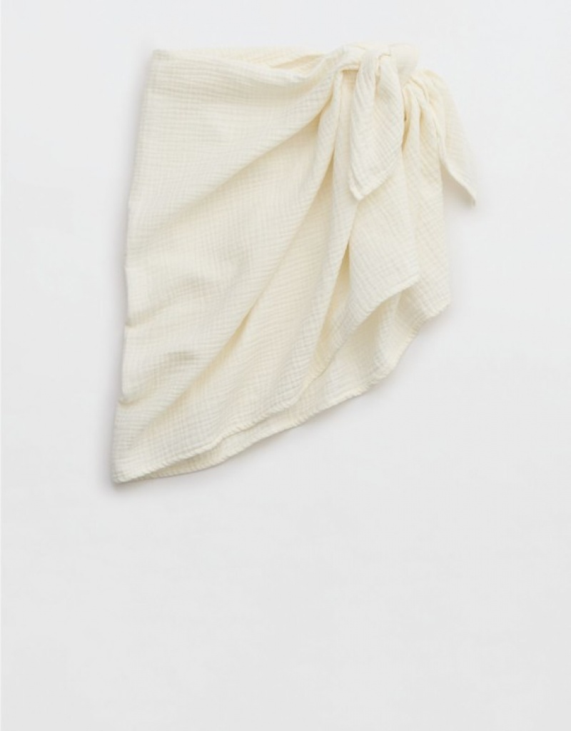 Aerie Gauze Mini Sarong Skirts White | 7824BVLDW