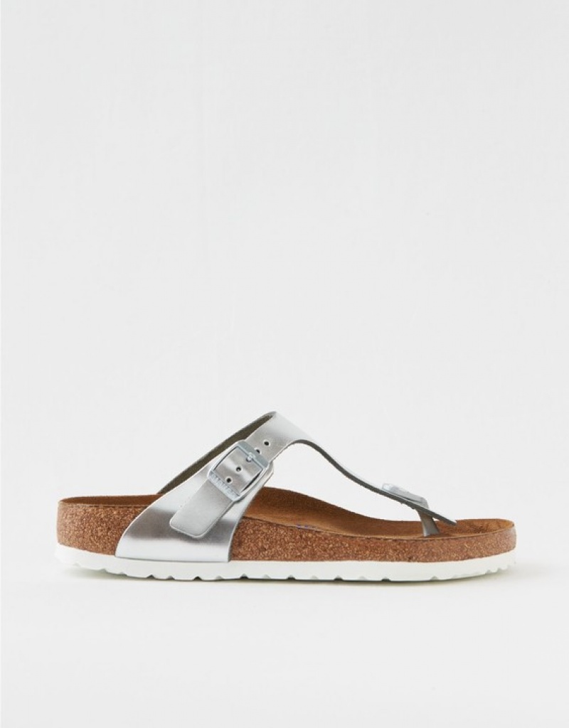 Aerie Gizeh Sandals Silver | 0915BFJXZ