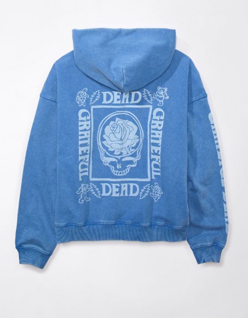 Aerie Grateful Dead Graphic Fleece Hoodie Blue | 4076NFZJR