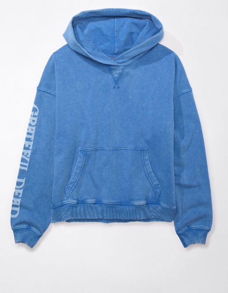 Aerie Grateful Dead Graphic Fleece Hoodie Blue | 4076NFZJR