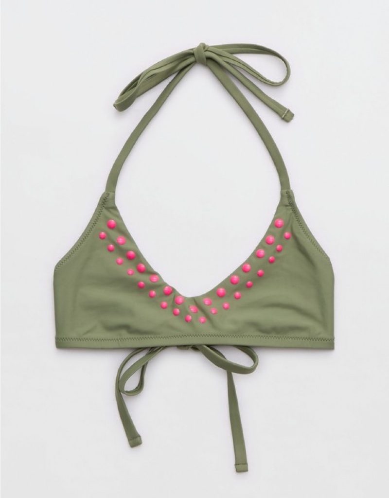 Aerie Halter Voop Bikini Top Olive | 5283HBTNU