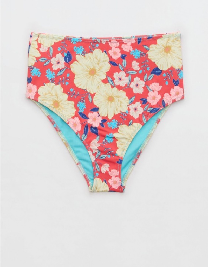 Aerie High Waisted Cheeky Bikini Bottom Red | 1652ONAZS