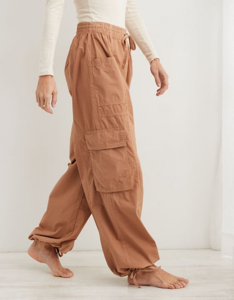 Aerie High Waisted Go-For-Itgy Cargo Pants Brown | 5062XLWMY