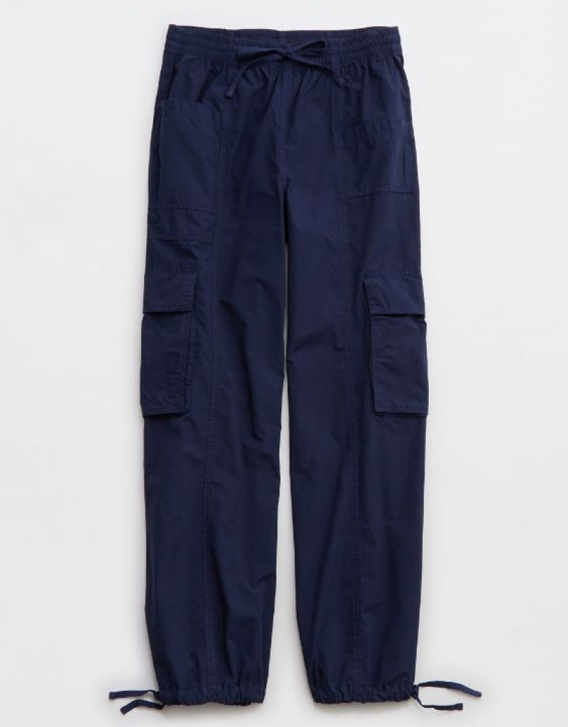 Aerie High Waisted Go-For-Itgy Cargo Pants Navy | 4058NIBUC