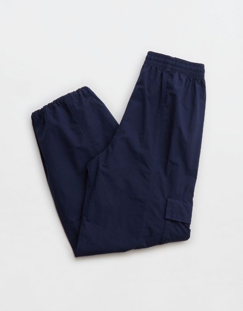 Aerie High Waisted Go-For-Itgy Cargo Pants Navy | 4058NIBUC