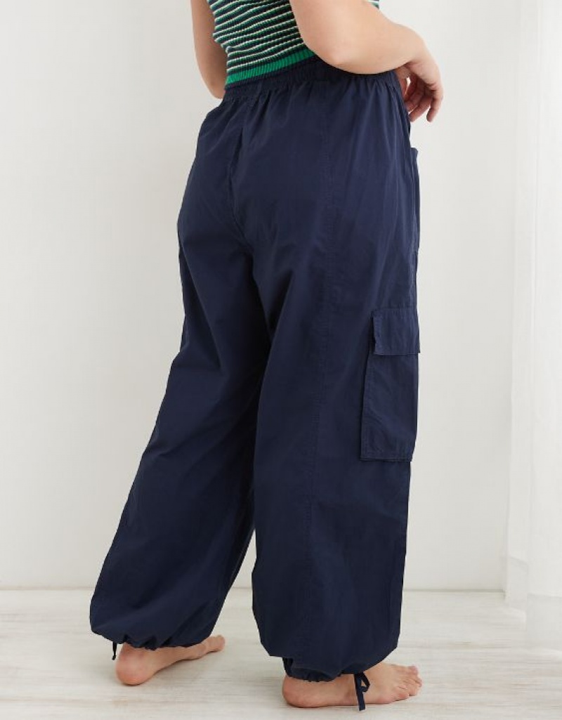 Aerie High Waisted Go-For-Itgy Cargo Pants Navy | 4058NIBUC