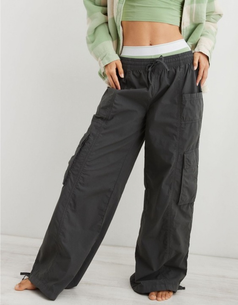 Aerie High Waisted Go-For-Itgy Cargo Pants Grey | 1305DAKHL