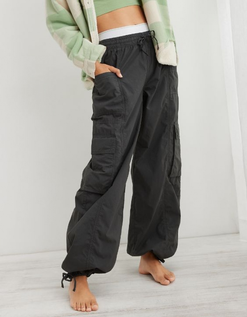 Aerie High Waisted Go-For-Itgy Cargo Pants Grey | 1305DAKHL