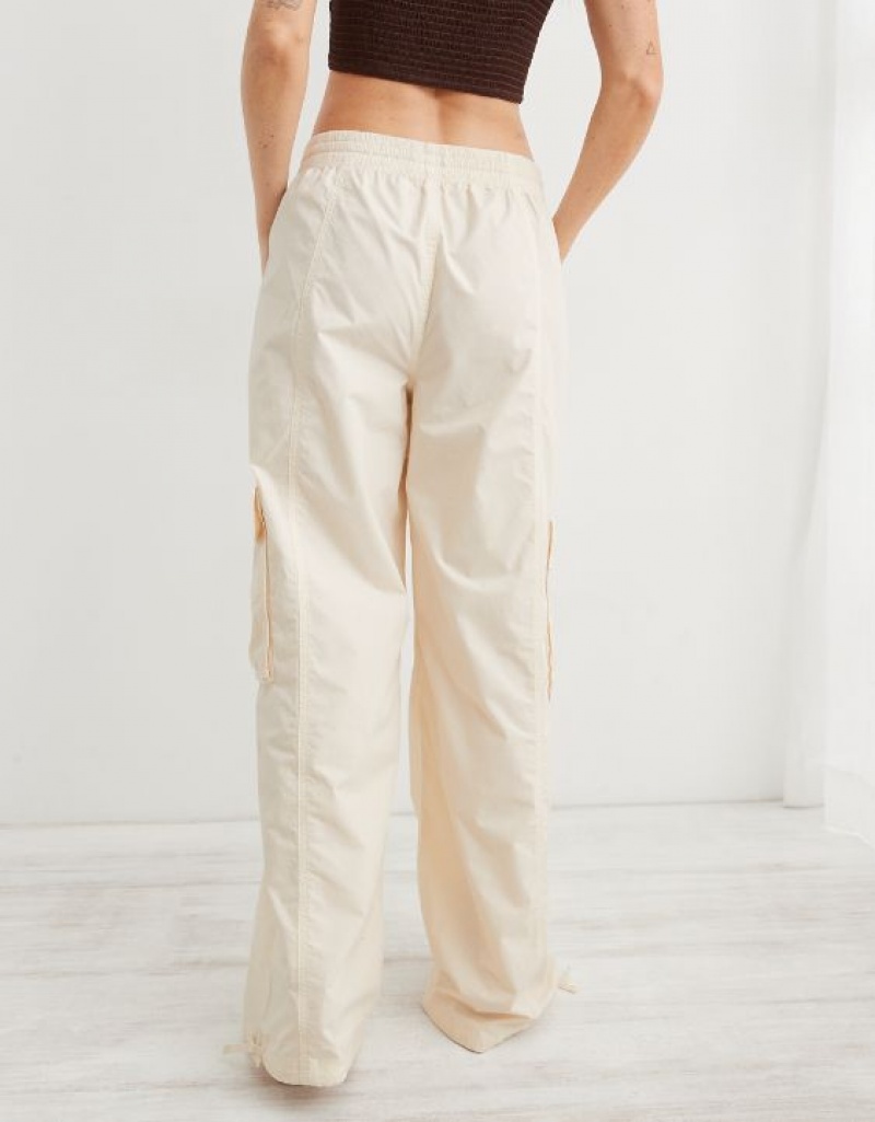 Aerie High Waisted Go-For-Itgy Cargo Pants White | 3240CQMAY