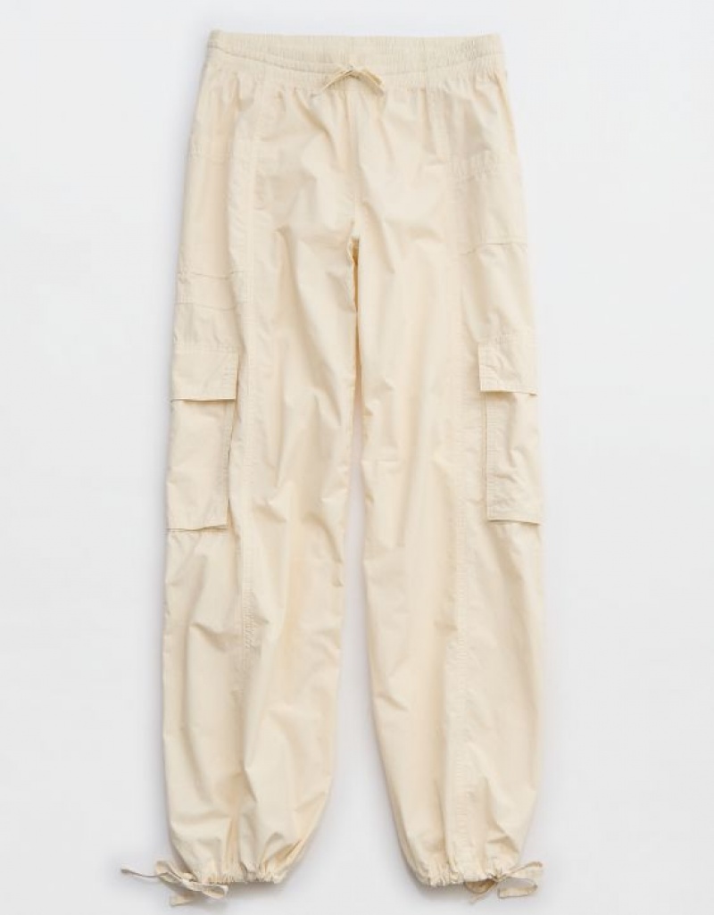 Aerie High Waisted Go-For-Itgy Cargo Pants White | 3240CQMAY