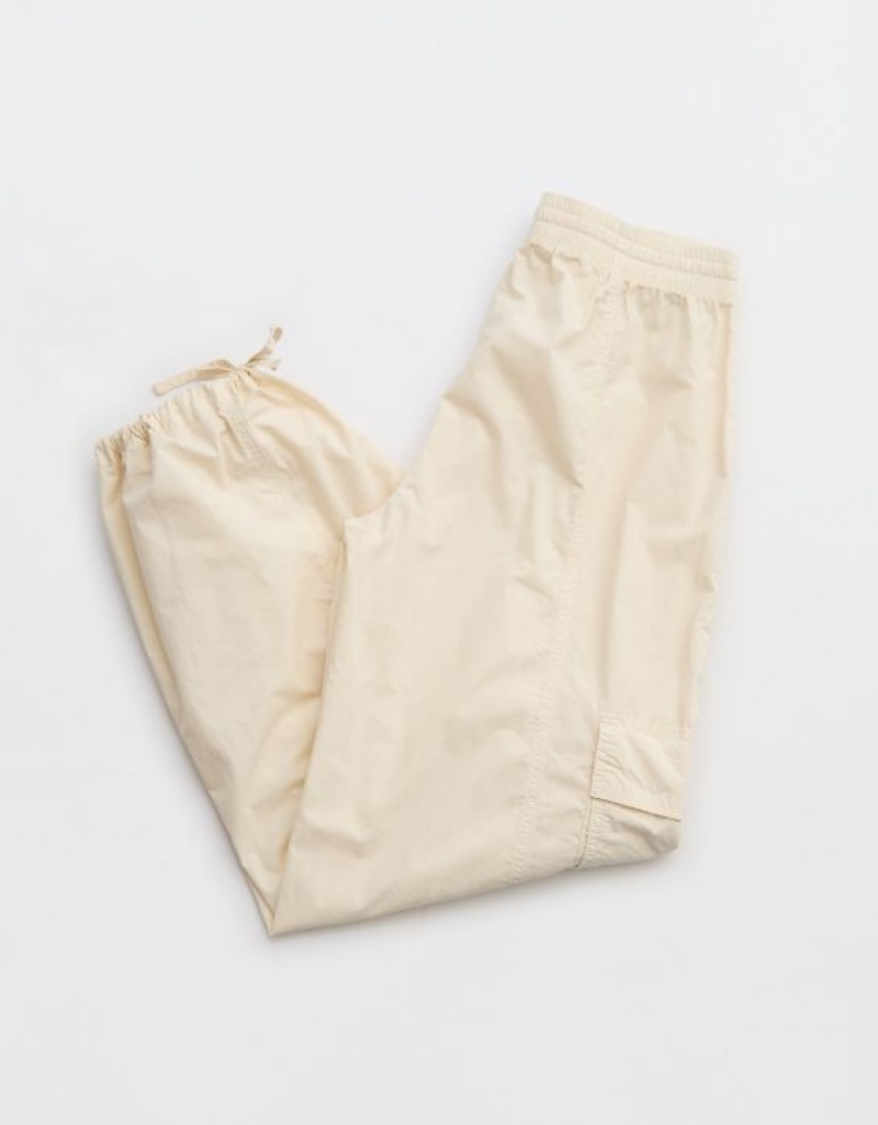 Aerie High Waisted Go-For-Itgy Cargo Pants White | 3240CQMAY