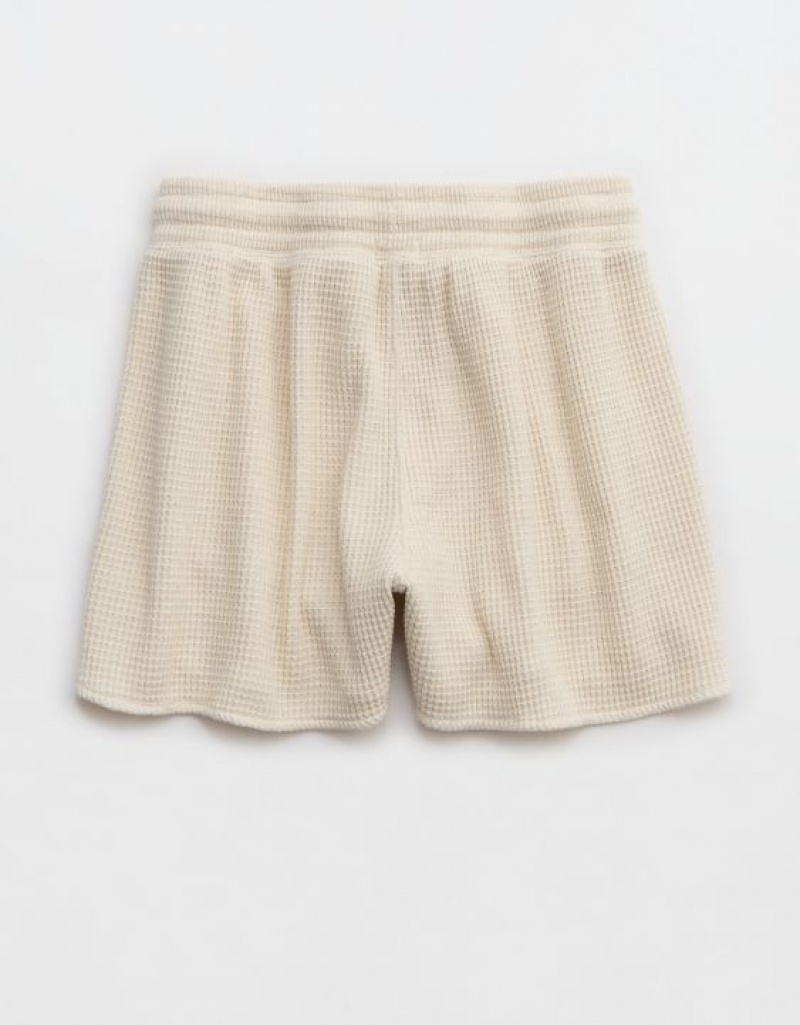 Aerie High Waisted LumberJane Waffle Shorts White | 8134FXTDE