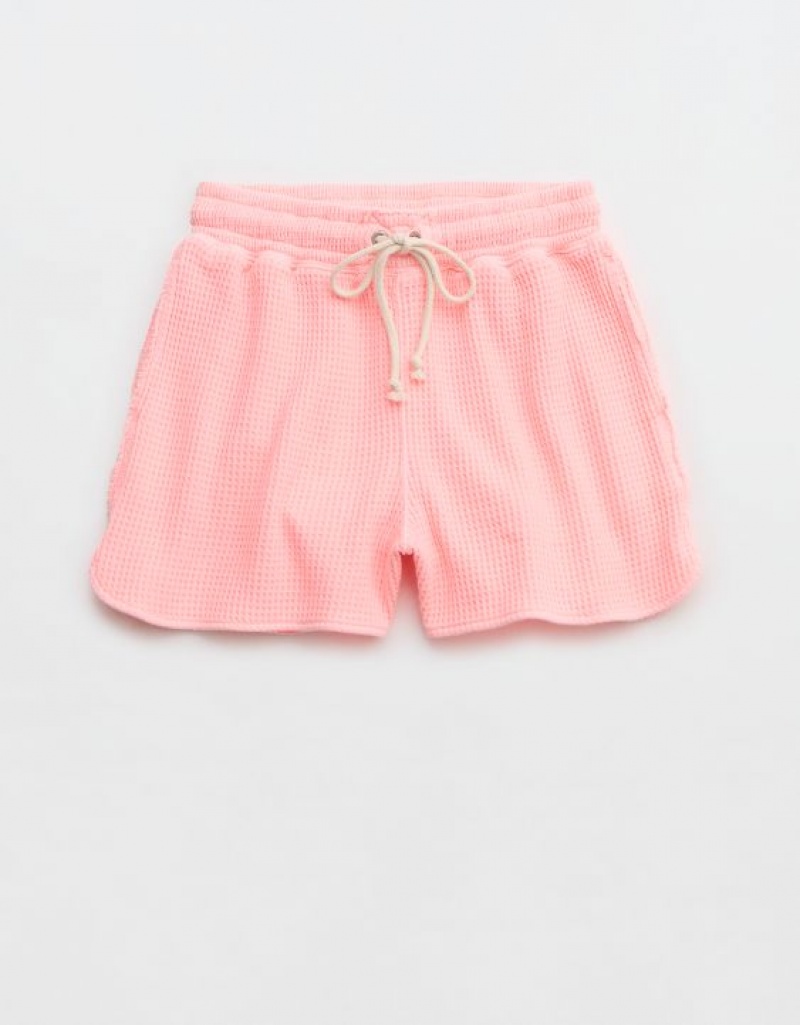 Aerie High Waisted LumberJane Waffle Shorts Pink | 7582EGQYJ