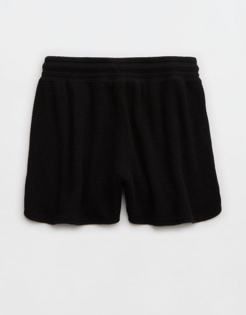 Aerie High Waisted LumberJane Waffle Shorts Black | 8527BFKPX