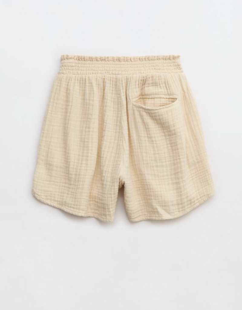 Aerie High Waisted Pool-To-Party Shorts Beige | 8064QLWPY