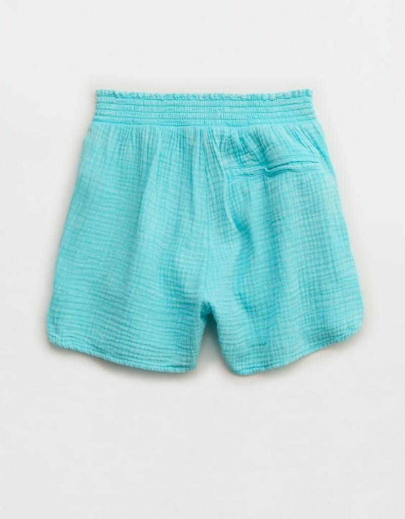 Aerie High Waisted Pool-To-Party Shorts Blue | 1025BNFYA