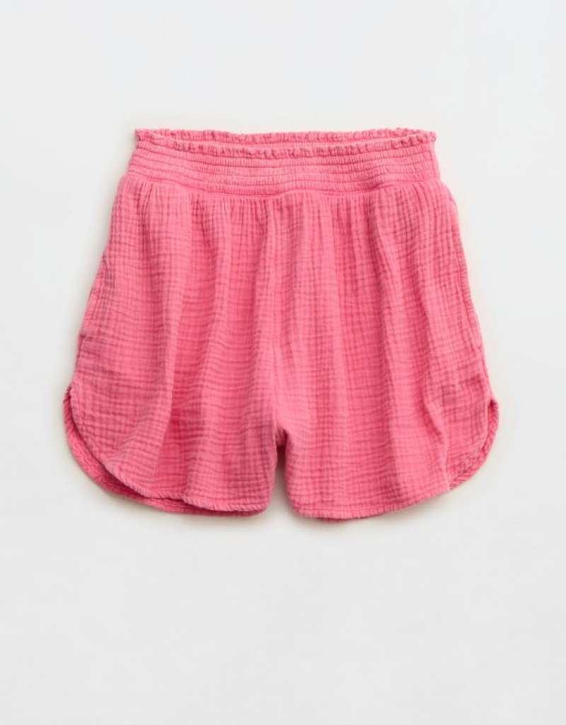 Aerie High Waisted Pool-To-Party Shorts Pink | 8203MYPLD