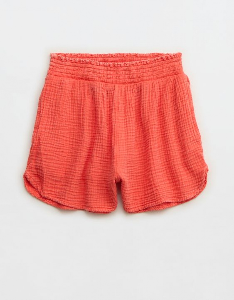 Aerie High Waisted Pool-To-Party Shorts Red | 9586YMFZO