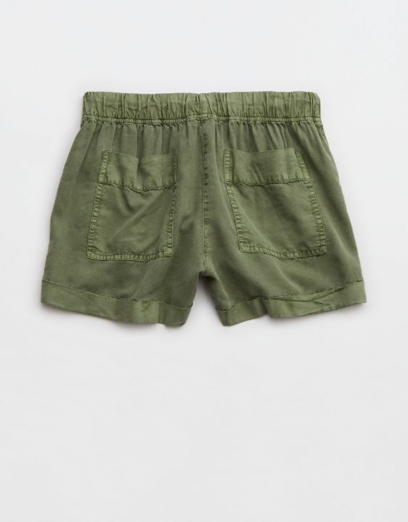 Aerie High Waisted Tie Waist Shorts Olive | 9361QJIKT