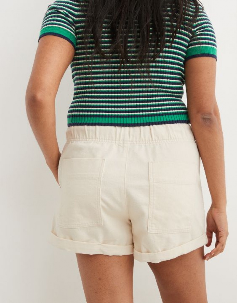 Aerie High Waisted Tie Waist Shorts White | 6472MEUIA