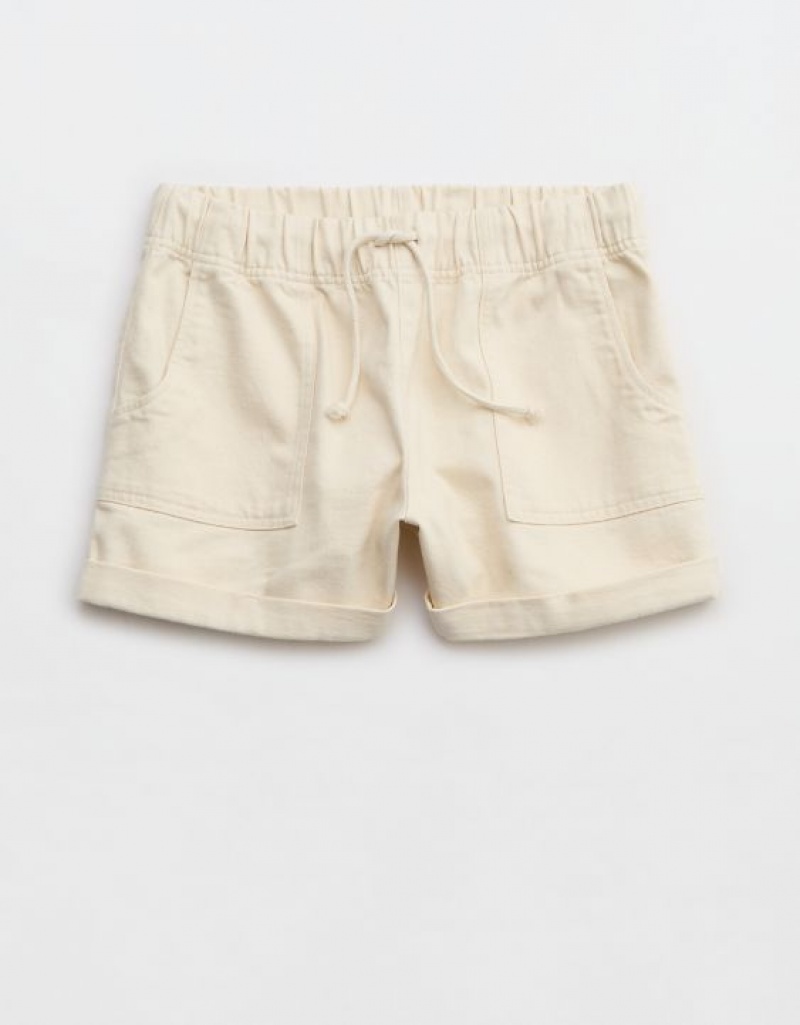 Aerie High Waisted Tie Waist Shorts White | 6472MEUIA