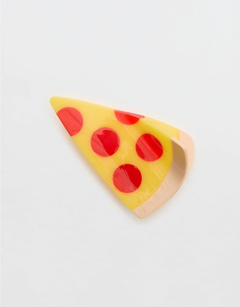 Aerie Jenny Lemons Pizza Hair Claw Clip Hair Accessories Yellow | 5286NDSJQ