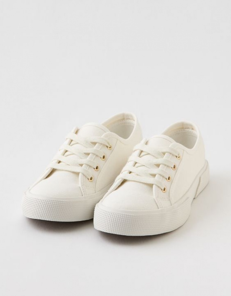 Aerie Lace Up Sneakers White | 9637MWBHD