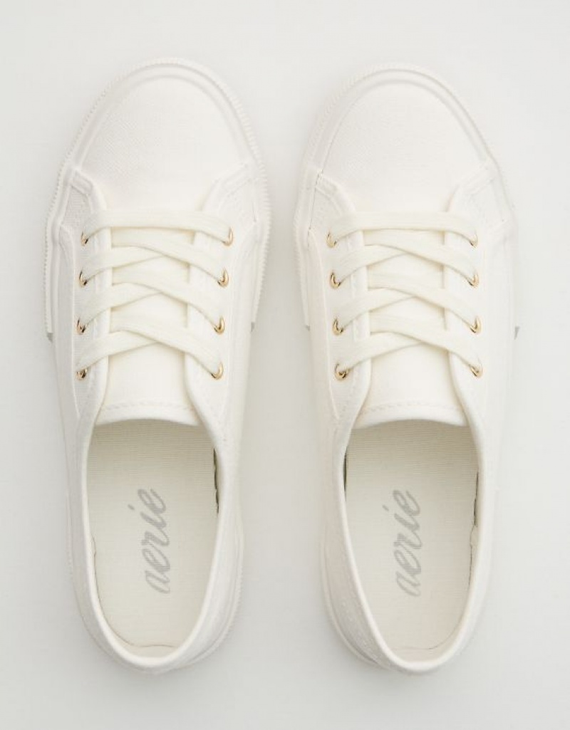 Aerie Lace Up Sneakers White | 9637MWBHD