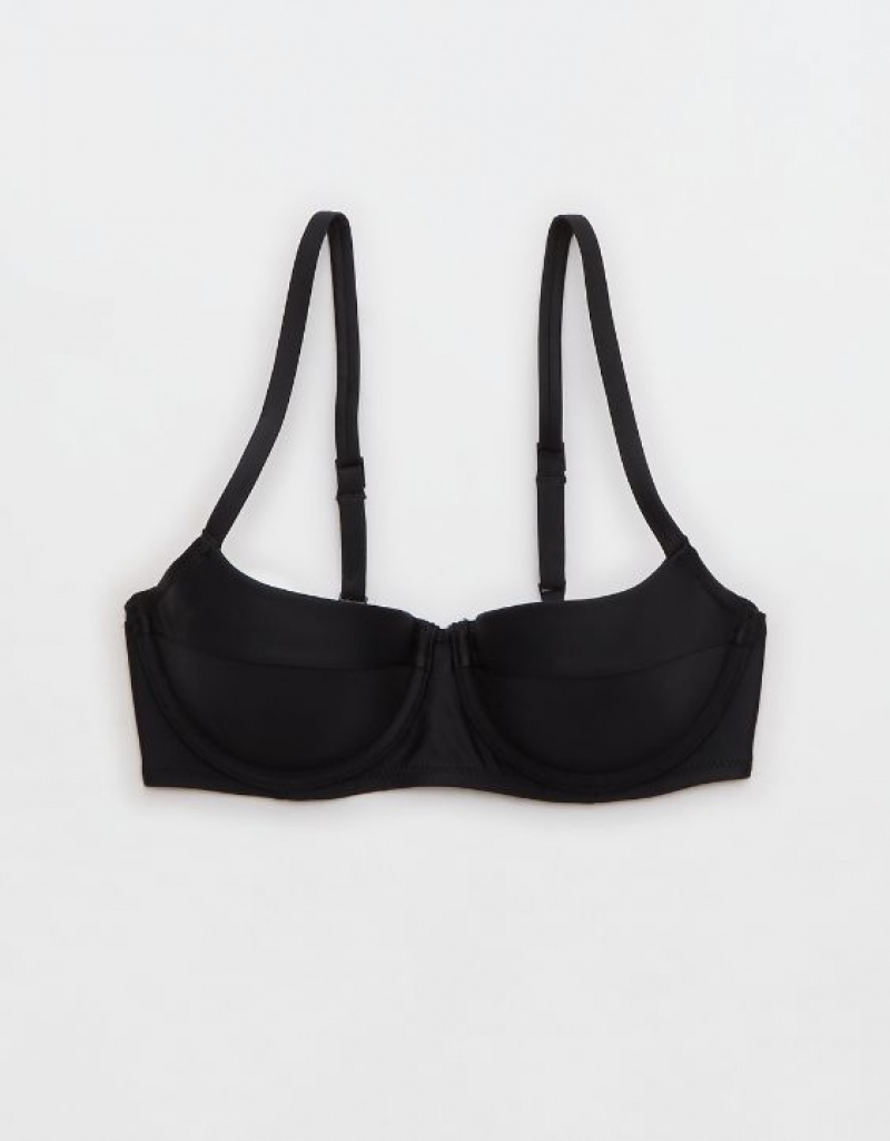 Aerie Lightly Lined Underwire Bikini Top Black | 6328TVGQF