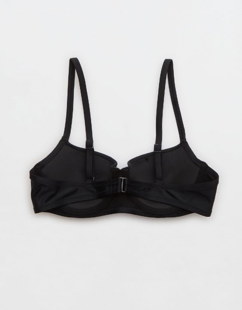 Aerie Lightly Lined Underwire Bikini Top Black | 6328TVGQF