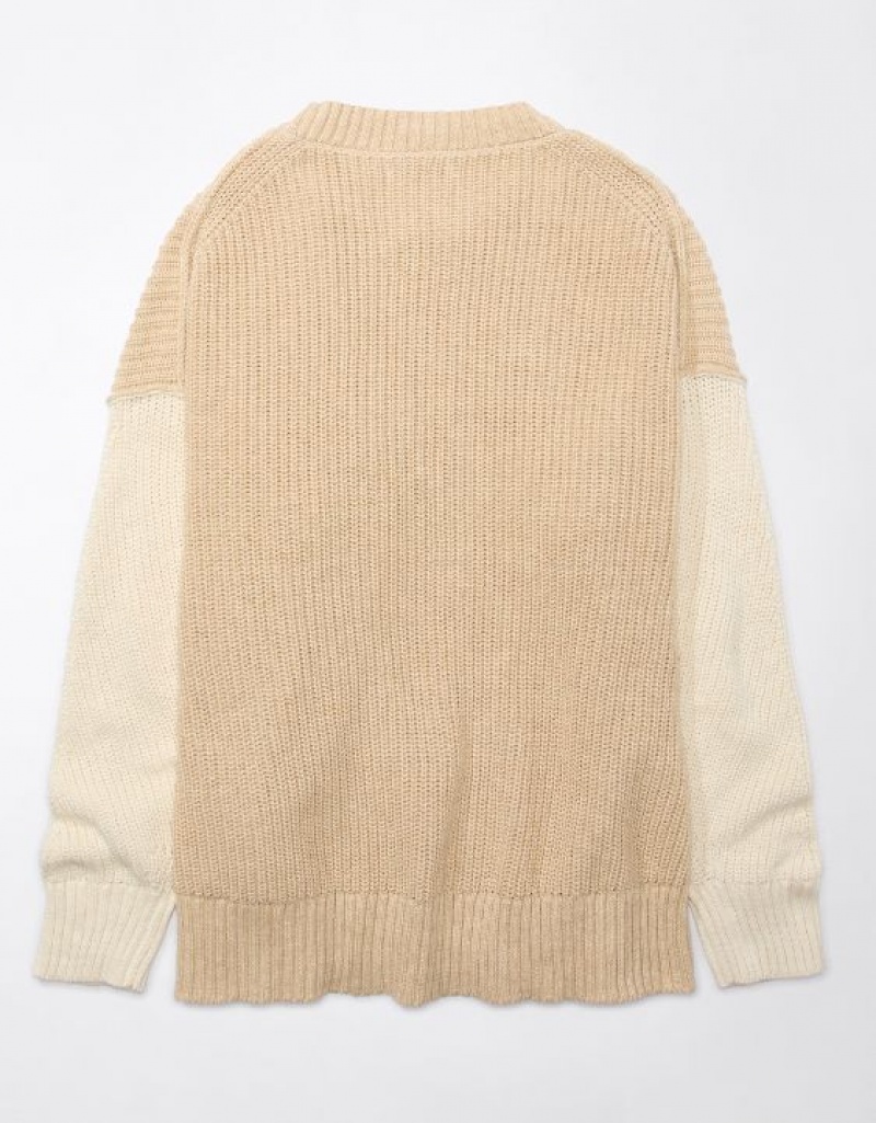 Aerie Long Weekend Crewneck Sweater Brown | 6815OFZLS